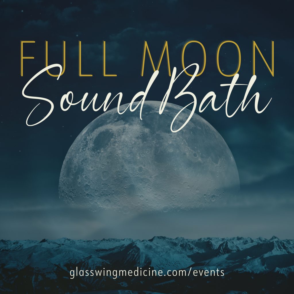 FULL MOON SOUND BATH GROUP EVENT PHOTO OF FULL MOON GLASSWING MEDICINE