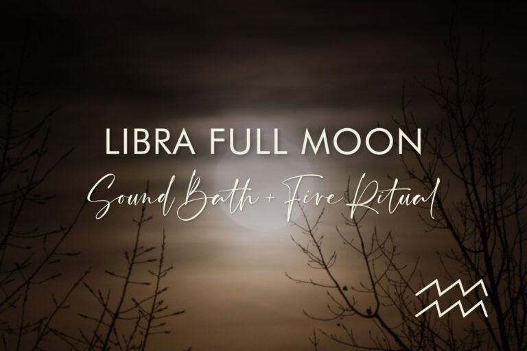 Image of the full moon with trees on either side for a Full Moon Sound Ceremony at GlassWing Medicine in Onalaska, WA on April 4th 2026