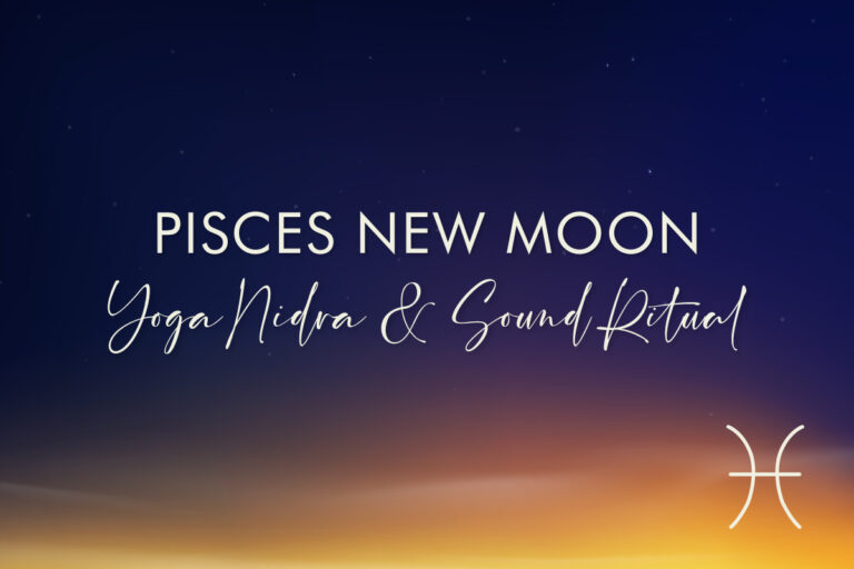 Image of a crescent moon over a blue gradient for the March 18 Virtual Yoga Nidra Group at GlassWing Medicine in Onalaska, WA